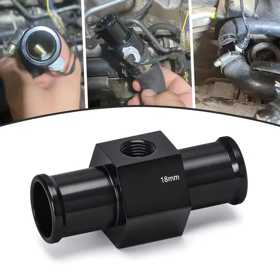 18/20/22/24mm Hose Adapter Black Water Temp Gauge Radiator Temperature Water Temp Joint Pipe Sensor