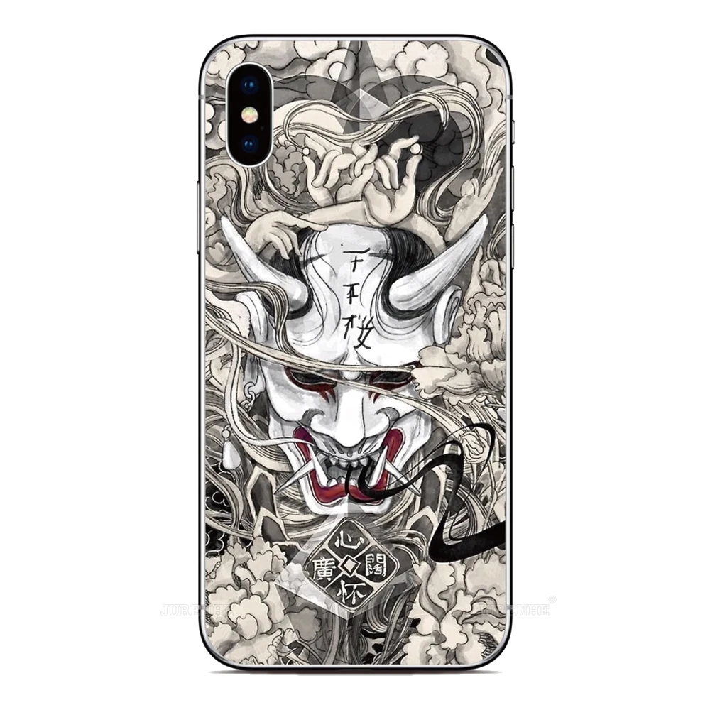 Samurai Oni Mask Back Cover For Sony Xperia 1 5 10 II III IV V 2023 XZ5 XZ4 XZ3 XZ2 XA2 Plus XA3 Ultra L4 L3 L2 E5 Z5 Phone Case
