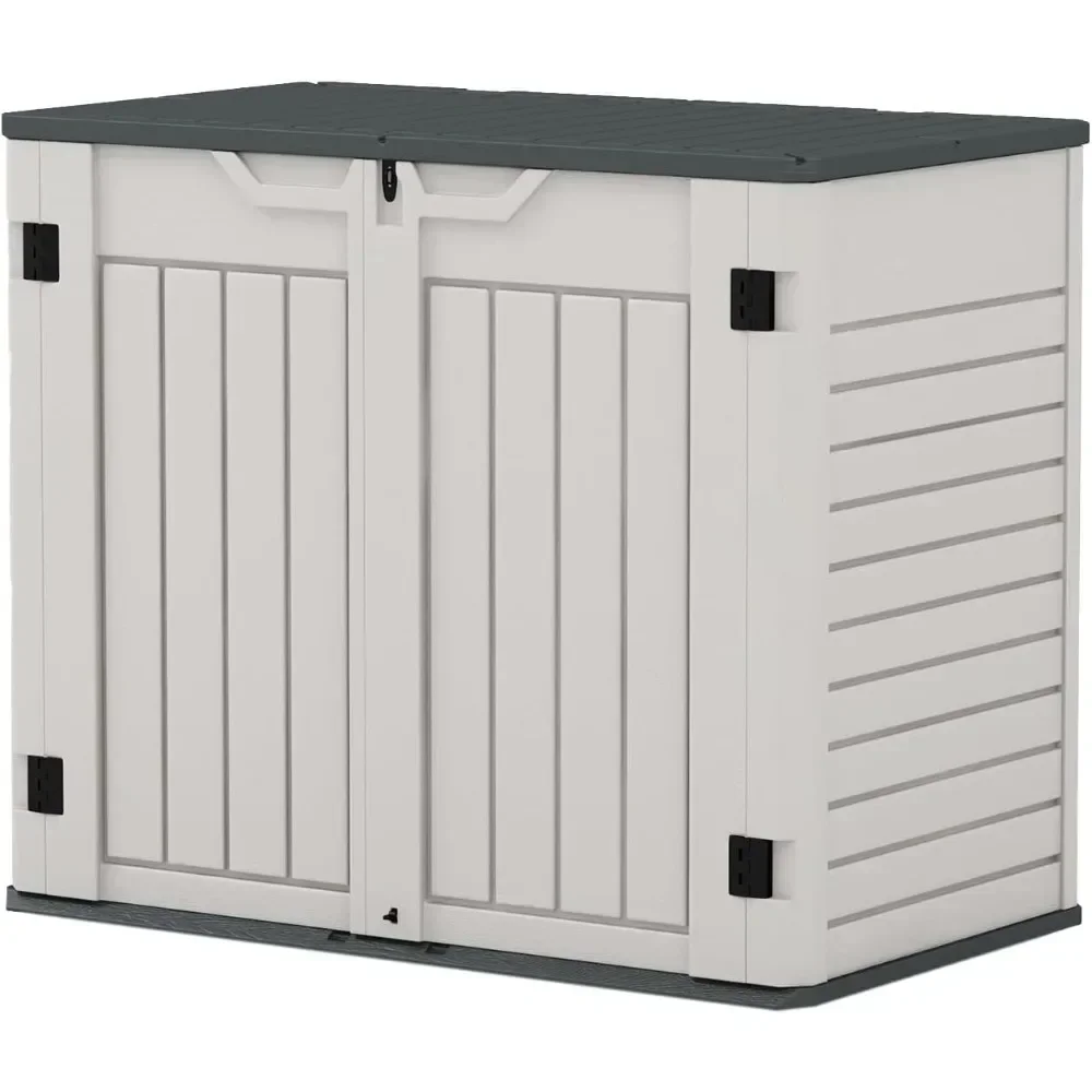 

Outdoor Storage Shed - Horizontal Storage Shed for Patio, Garden, Backyards, Multi-Opening Door Easily Storage