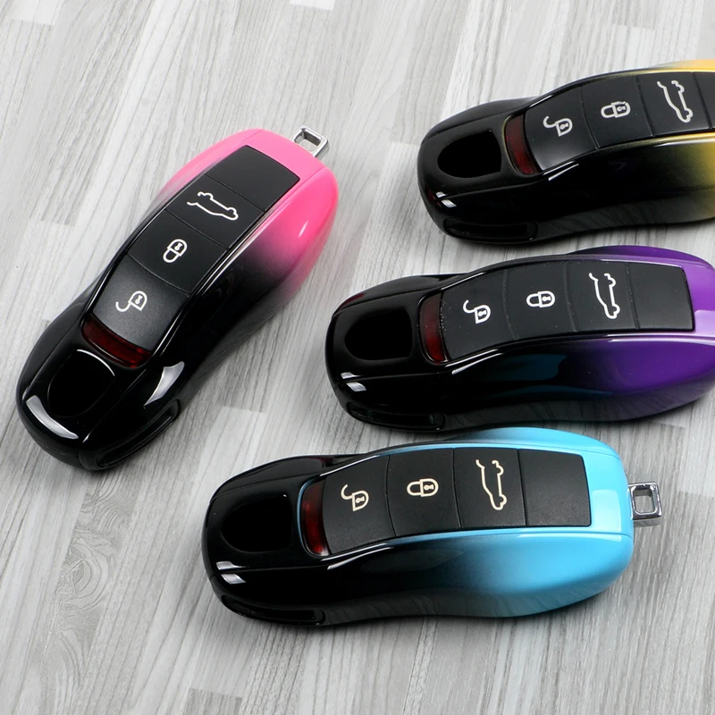 Gradient Color for Porsche Panamera Spyder Carrera Macan Boxster Cayman Cayenne 911 970 981 991 Key Case 3 4 Button Cover Fob