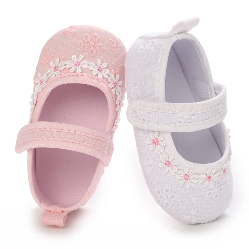 2 Color Cute Flower Embroidery Baby Shoes Princess Fashion Infant Toddler Soft sole Anti Slip First Walkers 0-1 year baby Shoes