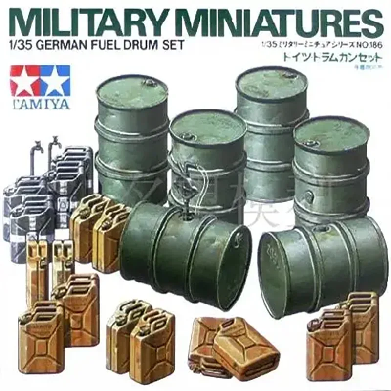 

Tamiya 35186 1/35 Military Miniatures German Fuel Drum Set Assembly Model Building Kits Hobby Static Toys For Adults DIY