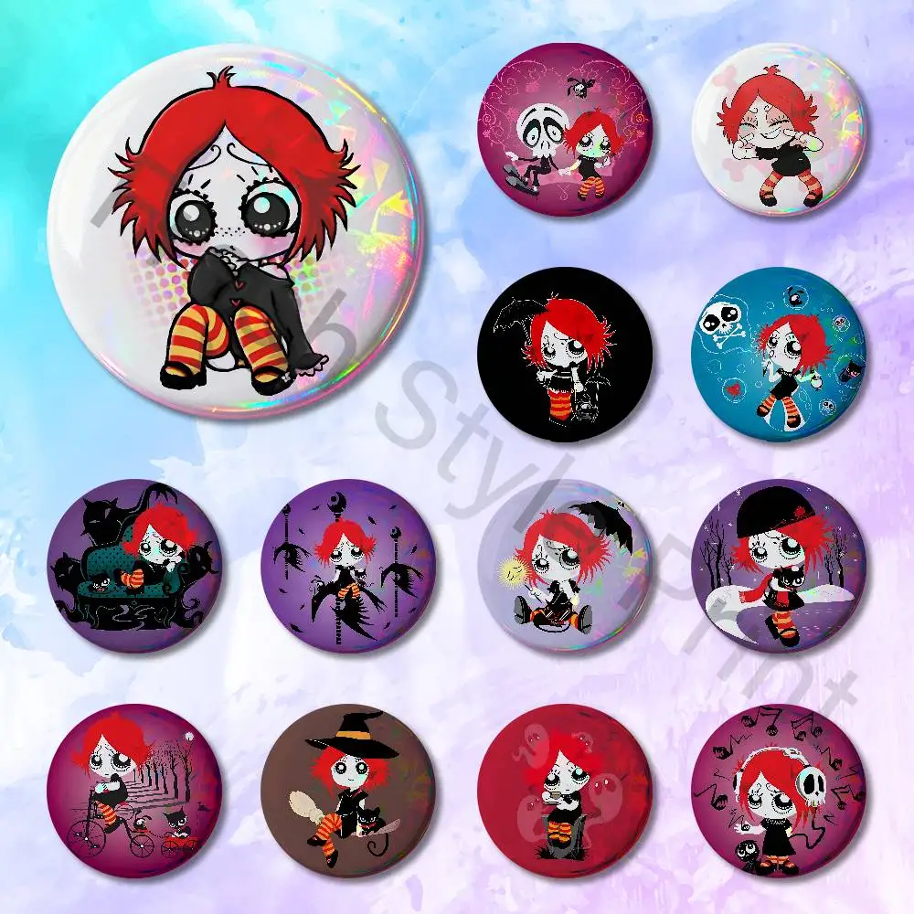 

R-Ruby Gloom Gothic Enamel Pin Tinplate Round Brooch Cosplay Nijigen Otaku Culture Badges 58mm 44mm 32mm 75mm 25mm