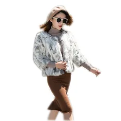 2018 New Real Rabbit Fur Coat Women Fashion Fur Jacket good quality rabbit real fur coat