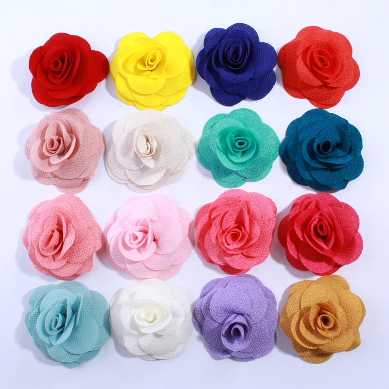 50PCS 7CM Big Fashion Burlap Fabric Flowers For Headwear Hair Flower For DIY Accessories U Pick Colors