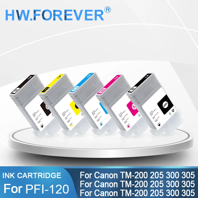 For Canon PFI 120 Compatible Ink Cartridge With Chip Pigment Ink For Canon TM200 TM205 TM300 TM305 GP-200 GP-300 Printer Ink