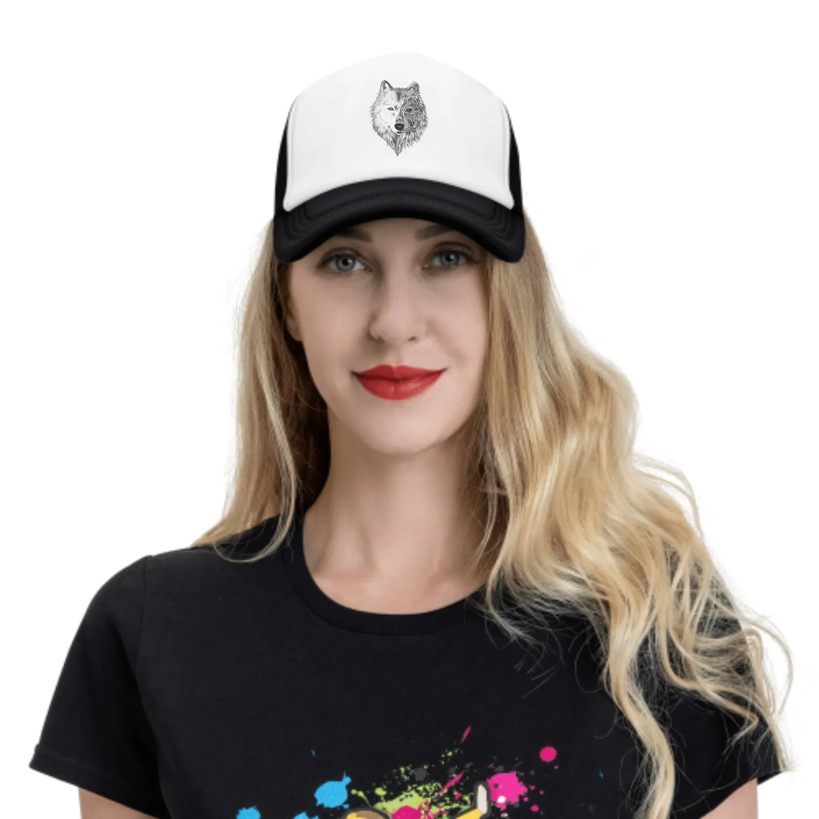 Wolf Baseball Caps verstellbarer Sonnenhut für Männer Frauen Casual Trucker Hüte zum Angeln Outdoor-Aktivitäten Papa Geschenke