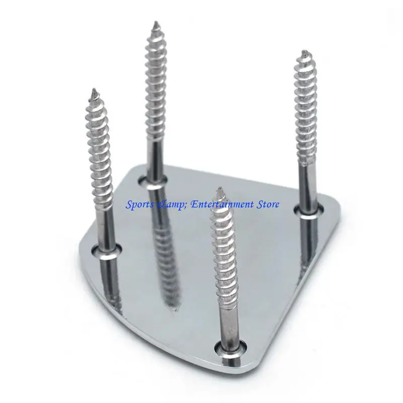 G7NF 4 Holes Electric Guitar Neck Plate Curved Cutaway Semi Round Neck Joint Back Mounting Plate Replacement with Screws