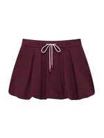 Casual Women 2 Pieces Sets Waist Lace Up Lantern Edition Mini Skirt Sets Solid Pocket Decorative Jacket Top Women's Set - Image 5