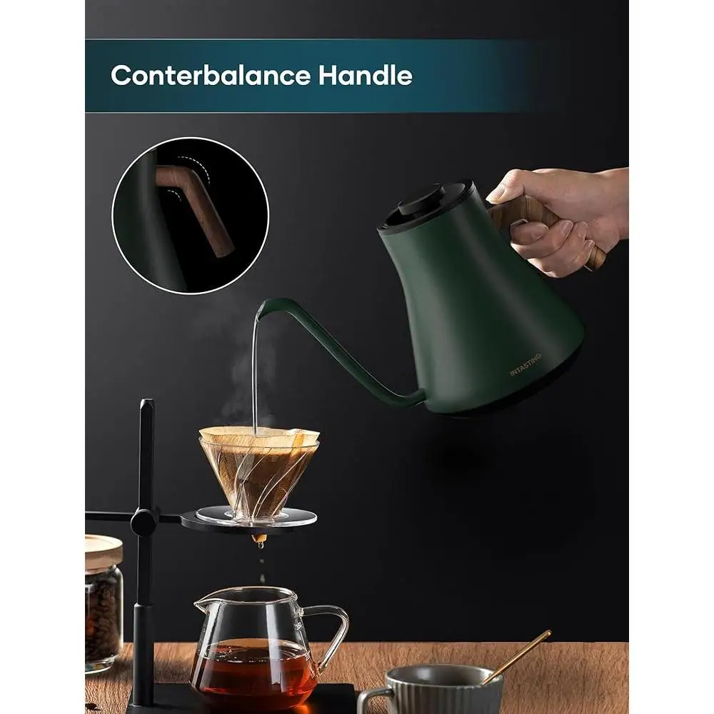 Chaleira elétrica pescoço de ganso em aço inoxidável ±1 ℉   Controle de temperatura despeje sobre café, chá, fermentação, cronômetro, função de retenção