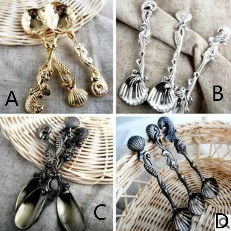 1PC Vintage Coffee Ice Wedding Ocean Spoon Gift Shell Stirring Kitchen Utensils