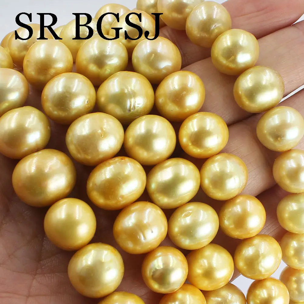 

11-14mm AAA Yellow Natural Freshwater Pearl Beads NearRound Isolation Loose Beaded for DIY Charm Bracelet Necklace Accessories