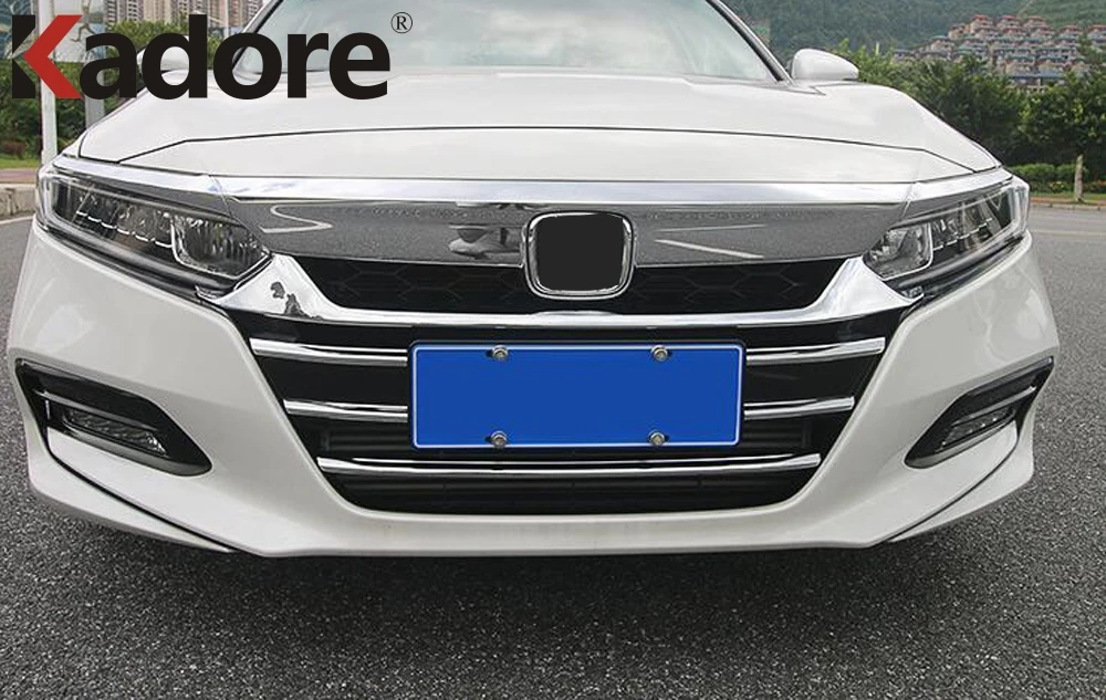 For Honda Accord 2018 2019 2020 10th Chrome Car Front Grille Cover Trim Molding Garnish Protector Sticker Exterior Accessories view 2