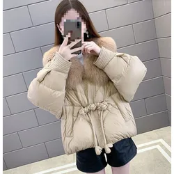 Chinese2024  Style Down Jacket Women Large Natural Real Fox Fur Collar Warm Coat New Fashion Thick Snow Windproof Parkas