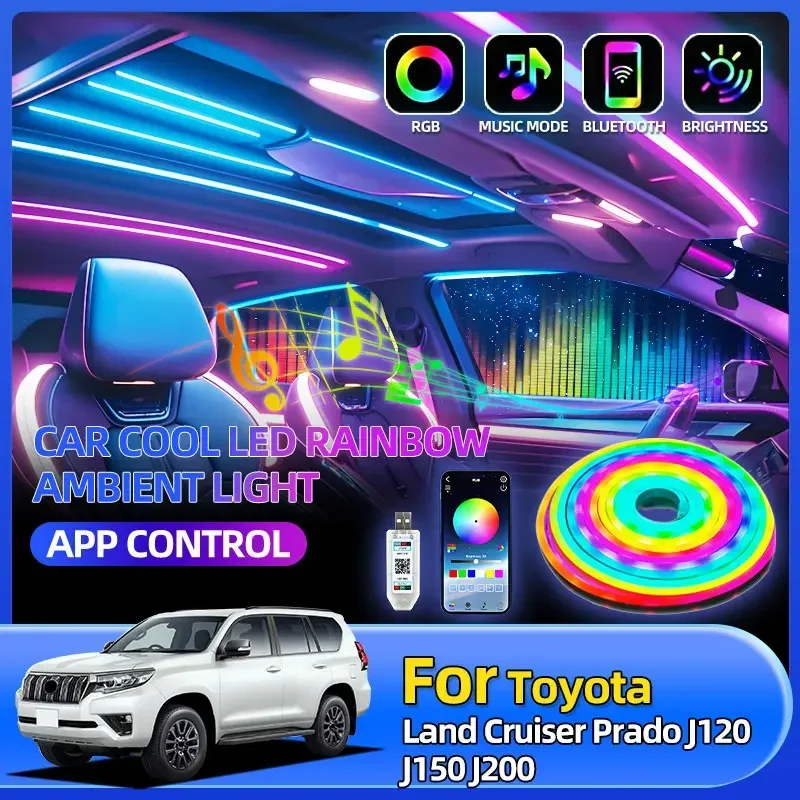 

Car Console Neon Atmosphere Lamp App Remote Control For Toyota Land Cruiser Prado J120 J150 J200 RAV4 XA20 XA30 XA40 Crown S220
