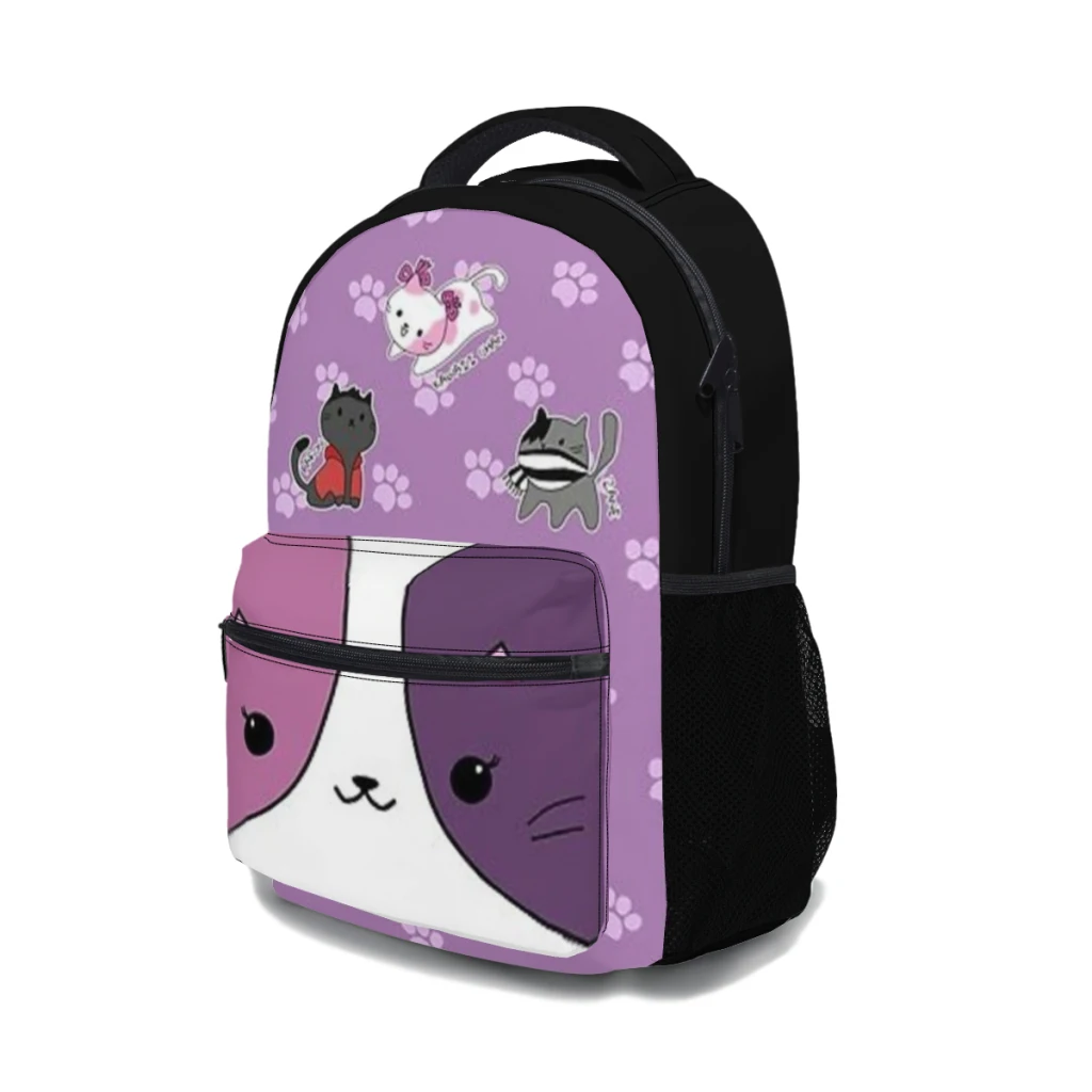 Aphmau mochila escolar de gato para niños, mochila de estudiante de gran capacidad, mochila de estudiante de secundaria de dibujos animados, 17 pulgadas