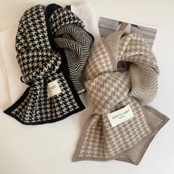 Houndstooth scarf female winter new Korean Joker student couple knitted warm scarf male factory