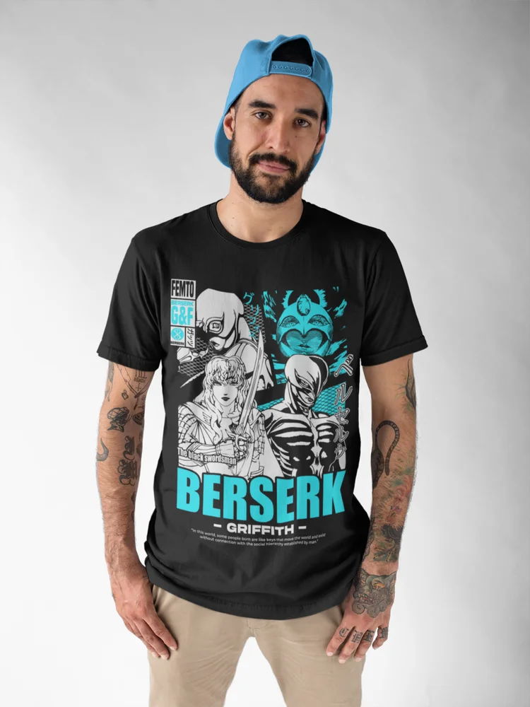 Berserk T-Shirt griffith Japanese Anime Strip Guts Armour Horror Trendy Shirt