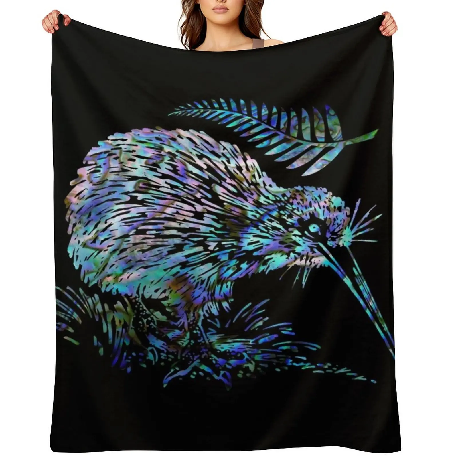

NEW ZEALAND: KIWI AND FERN PAUA Throw Blanket Blankets Sofas Of Decoration Beach cosplay anime Multi-Purpose Blankets