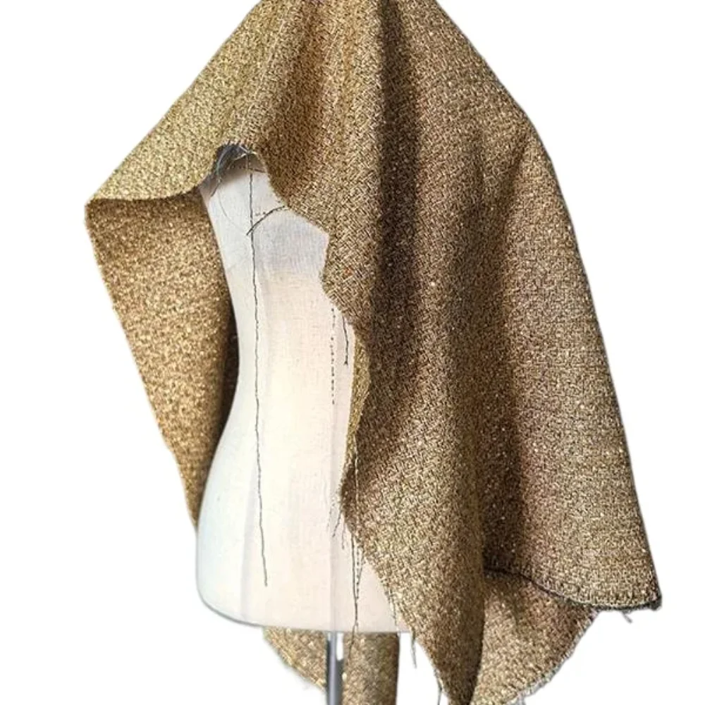 

Golden Brand French Small Fragrance Fabric for Thick Woven Coarse Flower European American Fashion Designer Diy Sewing Cloth