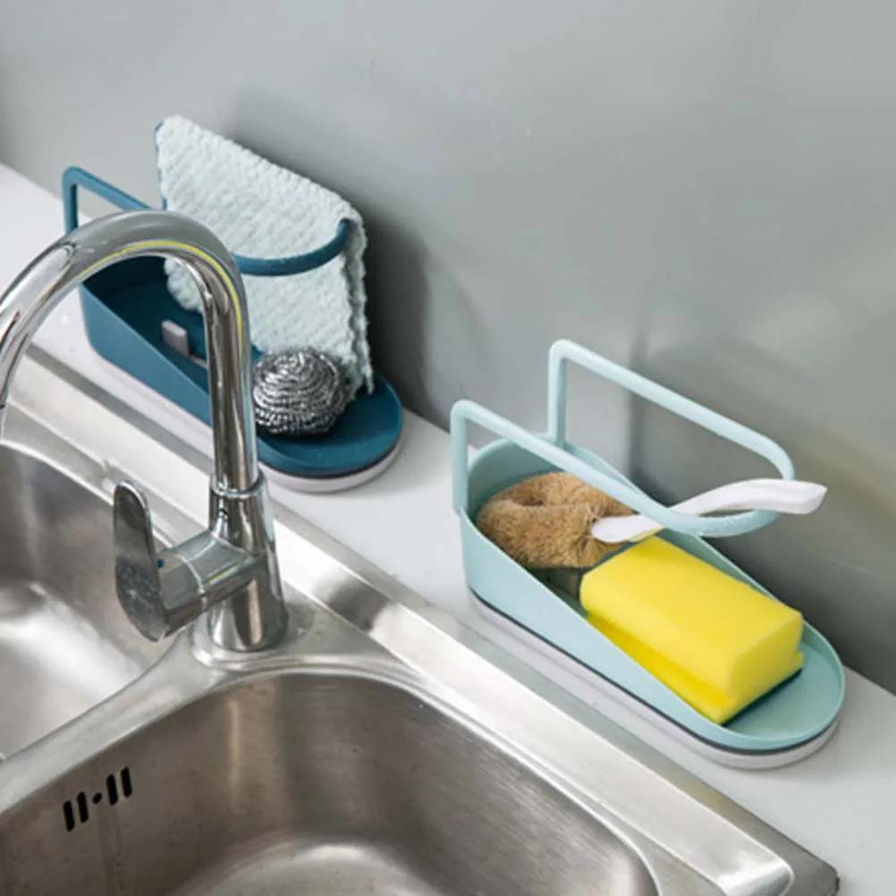 Countertop Kitchen Drain Rack Dark Blue ABS Storage Shelf for Sponge Dishcloth Brush Durable Easy Clean Kitchen Organizer