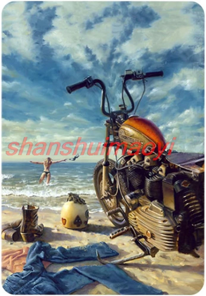 shui Original Retro Design Motorcycle Tin Metal Signs Wall Art | Thick Tinplate Print Poster Wall Decoration for Garage 1pc