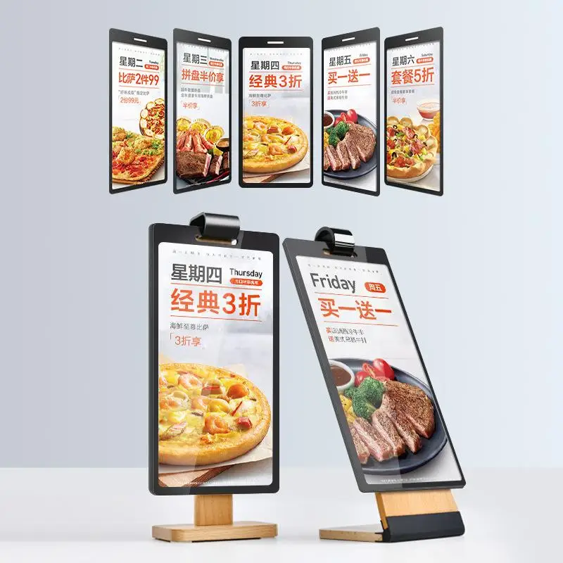 Tabletop A5 Wooden Acrylic Page Turning Two-Sided Loose-Leaf Menu Display Stand Vertical Type Promotion Advertising Sign Stand