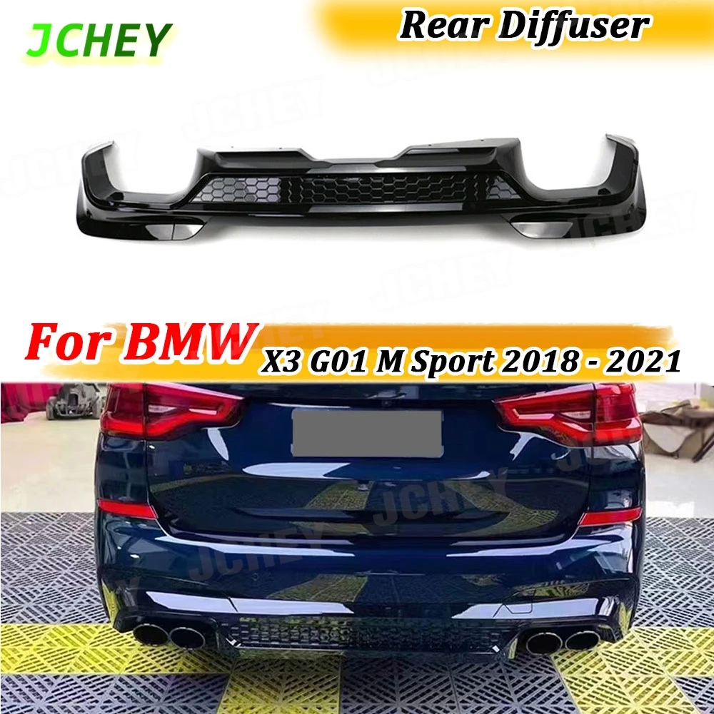 

JCHEY Carbon Look ABS OO-OO Rear Bumper Lip For BMW X3 G01 M Sport 2018 - 2021 Gloss Black Rear Diffuser Bumper Lip