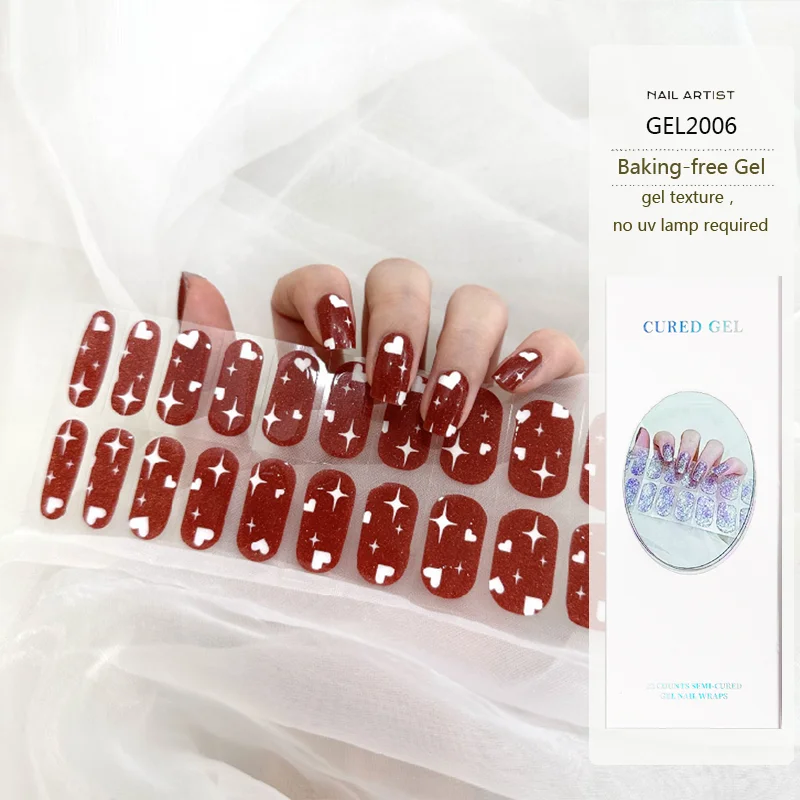 22 Tips Langdurige Uitharding Bakvrije Gel Nagelstickers Volledige Hoes Nagellak Strips Nagelstickers