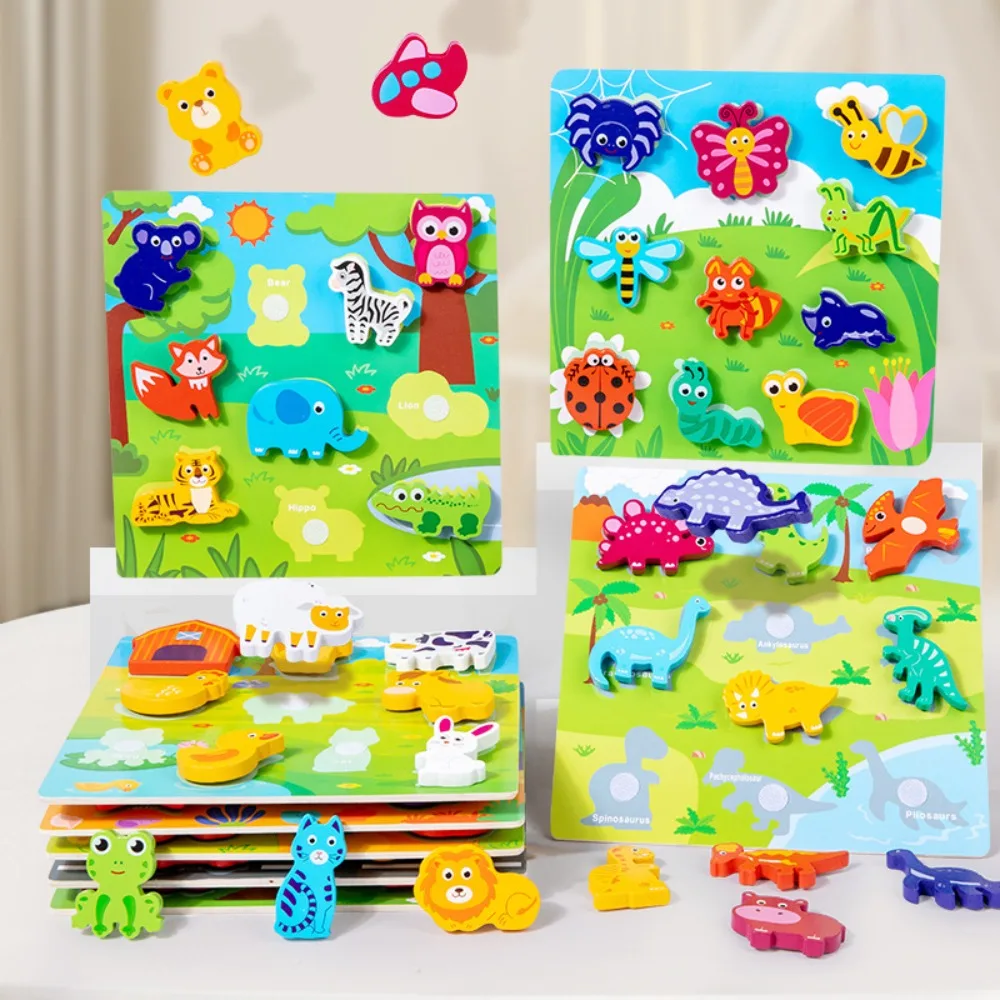 3D Puzzles Children Cognitive Puzzle Toy Shape Jigsaw Matching Puzzle Game Repeatedly Sticker Fruits