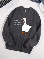 Peace Was Never An Option Goose Pattern Sportswear Men Street Casual Sweatshirt Autumn Loose Pullover Unisex Fleece Clothes