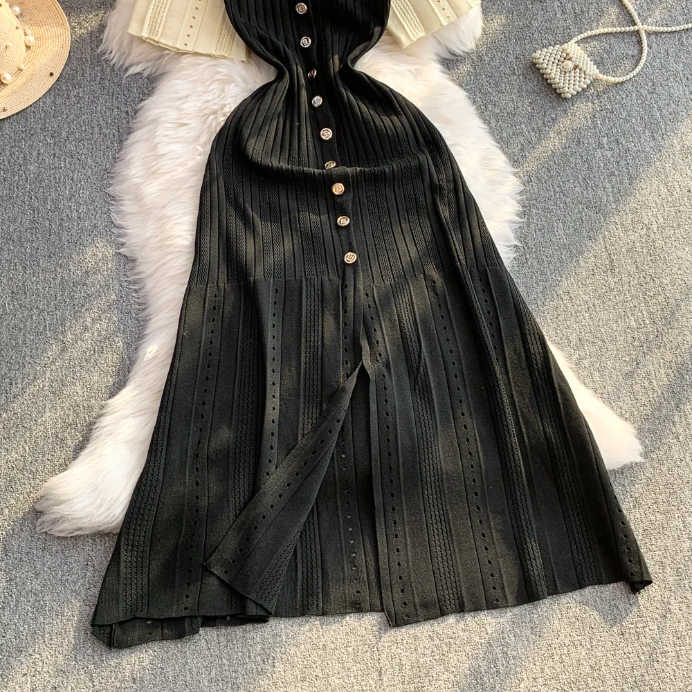 YuooMuoo Women Dress 2026 Spring and Summer Elegant Patchwork One-Piece Knitted Maxi Dress Office Lady Slim Waist Sweater Dress image 5