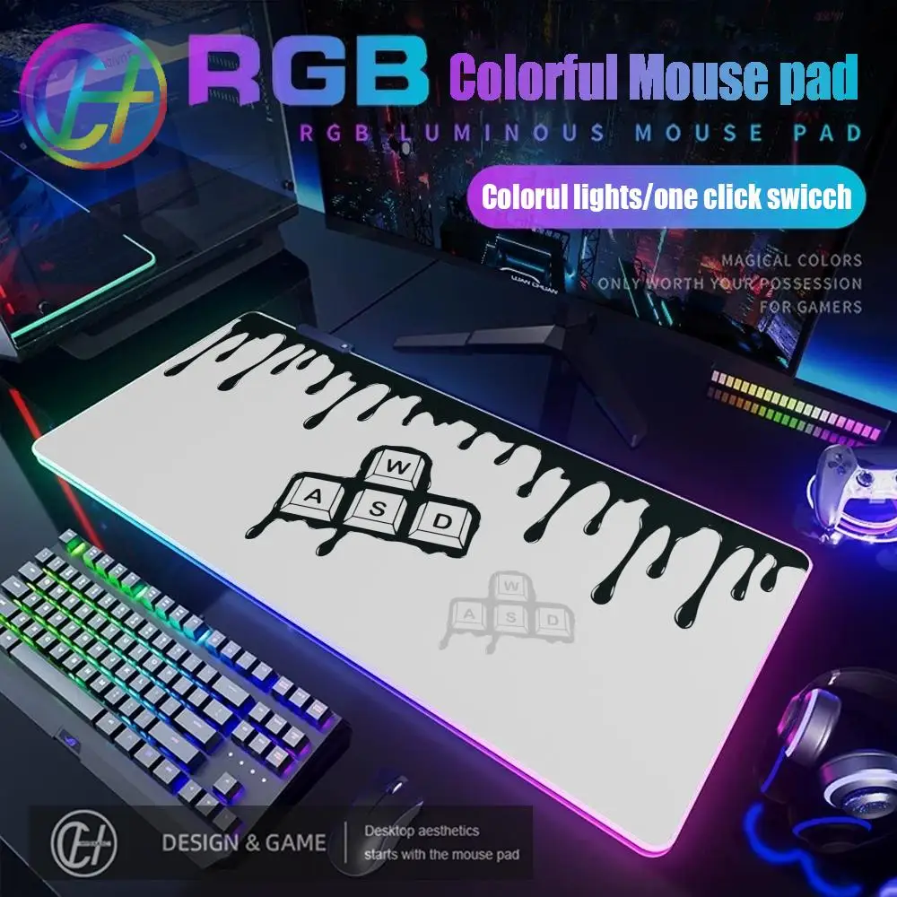 

Large size Art wasd Mouse Pad RGB Gaming Mouse Pad Desk Mat HD Gamer Large LED Light XXL 100x50cm HYBXAXC Mouse Pad