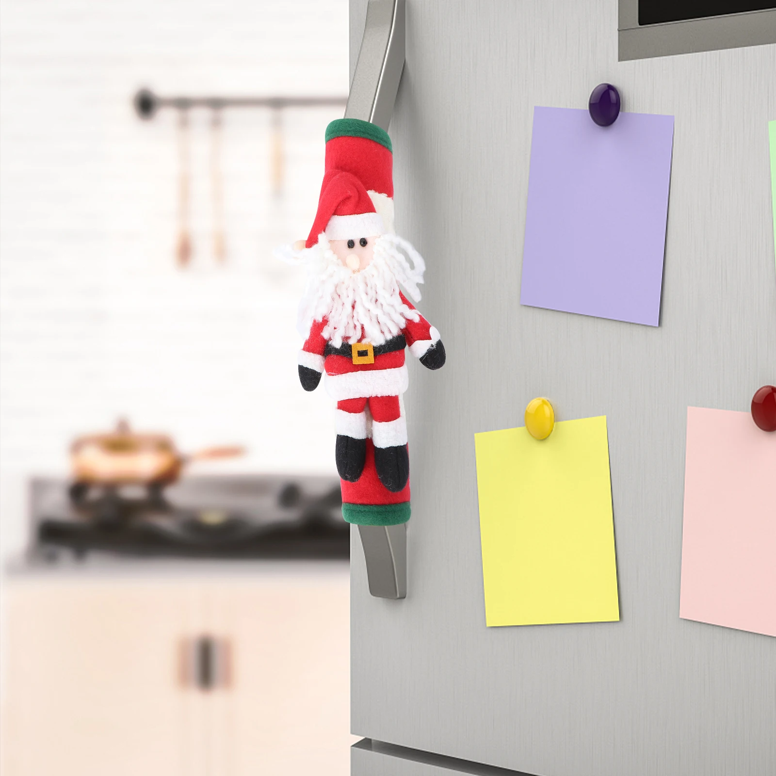 

2Pcs Christmas Refrigerator Door Handle Covers Soft Cloth Protective Gloves for Microwave Oven Dishwasher Kitchen Appliance