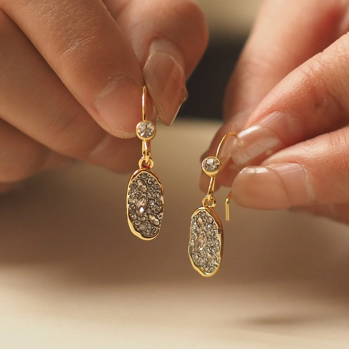 

Designer Alexis 14K Gold Filled Black Diamond Geometric Ear Hook Two-tones Black Spinel Drop Dangle Earring Non-fading Jewelry