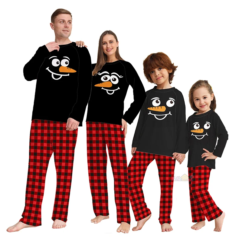 

2024 Christmas Father Mother Kids Family Matching Pajamas Outfits Tops+Pants Plaid Mommy Daughter Dad Son Xmas Pyjamas Clothes