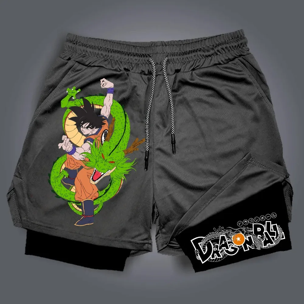 Unisex Dragon Ball Son Goku 2026 Sommer New Edition Harajuku Anime Bedruckte, lockere, schnell trocknende, doppellagige Sportshorts