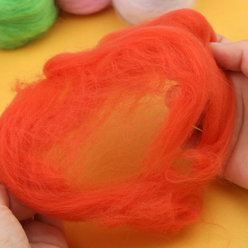 Fenrry 48 Colors 5g/10g/20g/50g Wool Felt Fibre Soft Roving Wool Fibre DIY Craft Needle Felting Materials Tool for Beginner