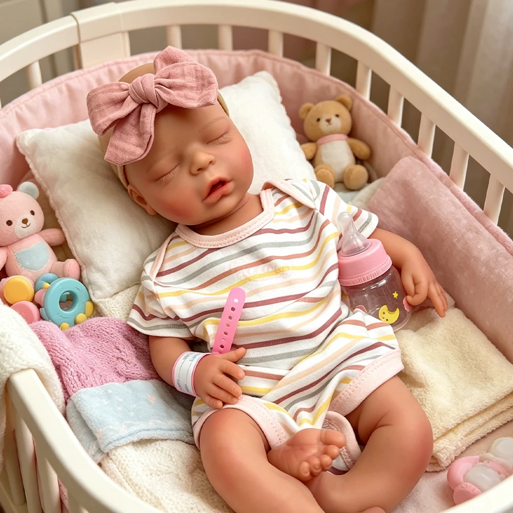 

18Inch Full Body Silicone Reborn Baby Girl Realistic Weighted Flexible Limbs & Head Rebirth Doll for Alzheimer’s Patients