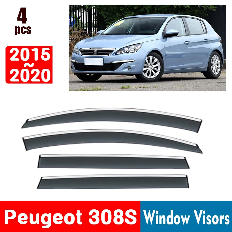 

FOR Peugeot 308S 2015-2020 Window Visors Rain Guard Windows Rain Cover Deflector Awning Shield Vent Guard Shade Cover Trim