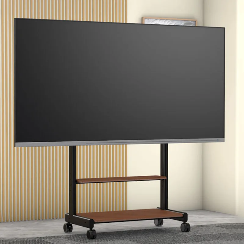 

Large size TV mobile bracket Floor bracket Movable wood grain TV bracket with wheels
