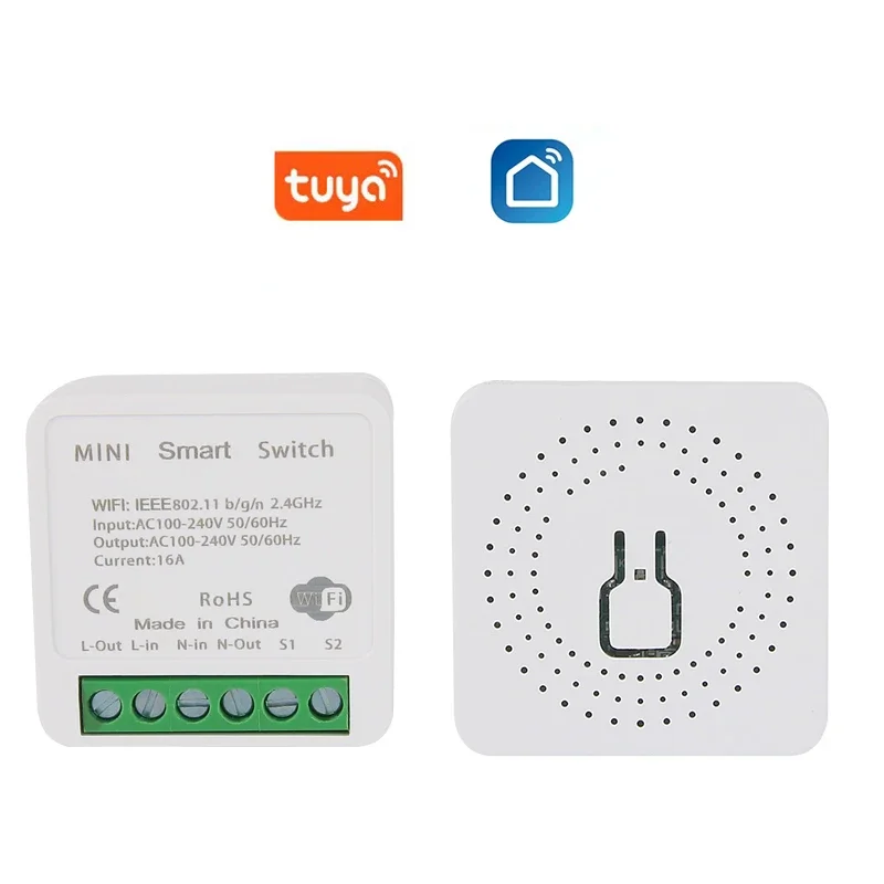 Wifi Mini Smart Switch 16A DIY Light Switches 2 Way Wireless Smart Home with Tuya Smart Life EweLink Alexa Alice Google Home