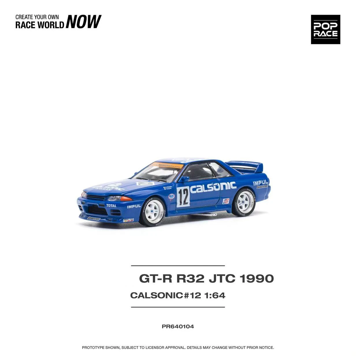 PreSale POP Race 1:64 Skyline GTR R32 JTC 1990 Diecast Diorama Model Collection Miniature Carros Toys