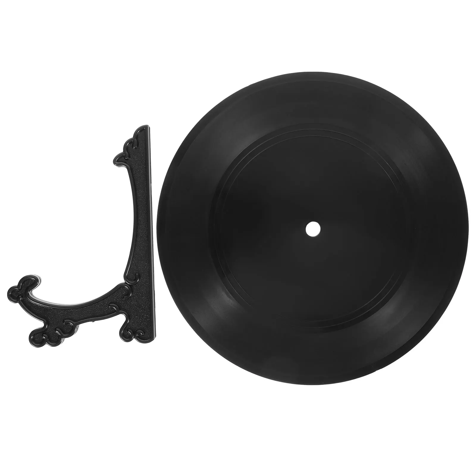 

Vintage Style Fake Record Ornament with Base Plastic Vinyl Decor for Living Room Bedroom Office Wall Mountable Party Decoration