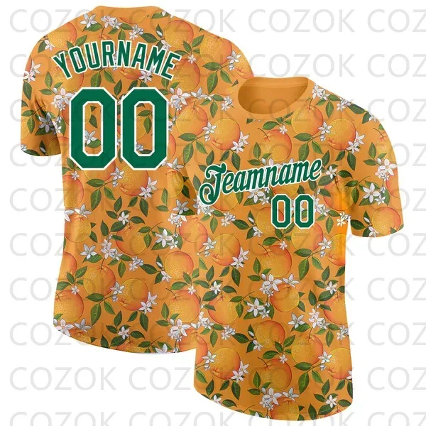 Custome Orange Pattern Football Jerseys for Men Women Unisex Football Short Sleeves Athletic Tee Shirts image 2