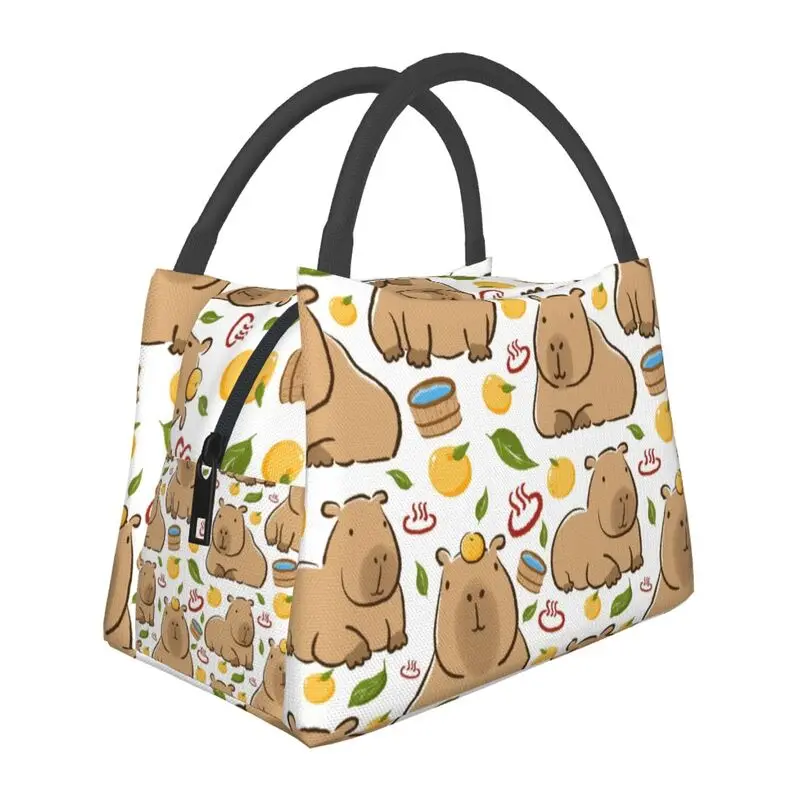 

Capybara Yuzu Onzen Bath Pattern Insulated Lunch Bag for School Office Portable Cooler Thermal Lunch Box Women