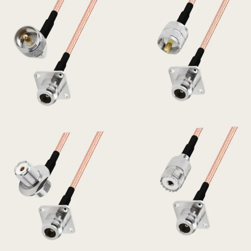RG142 Cable UHF Male to N Female 4 hole flange Connector RG-142 RF Coaxial Pigtail Jumper Cable