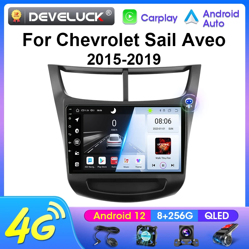 Android 12 Car Radio For Chevrolet Sail Aveo 2015 2016 2017 2018 2019 2 Din Stereo Multimedia Video Player GPS 4G Carplay Auto