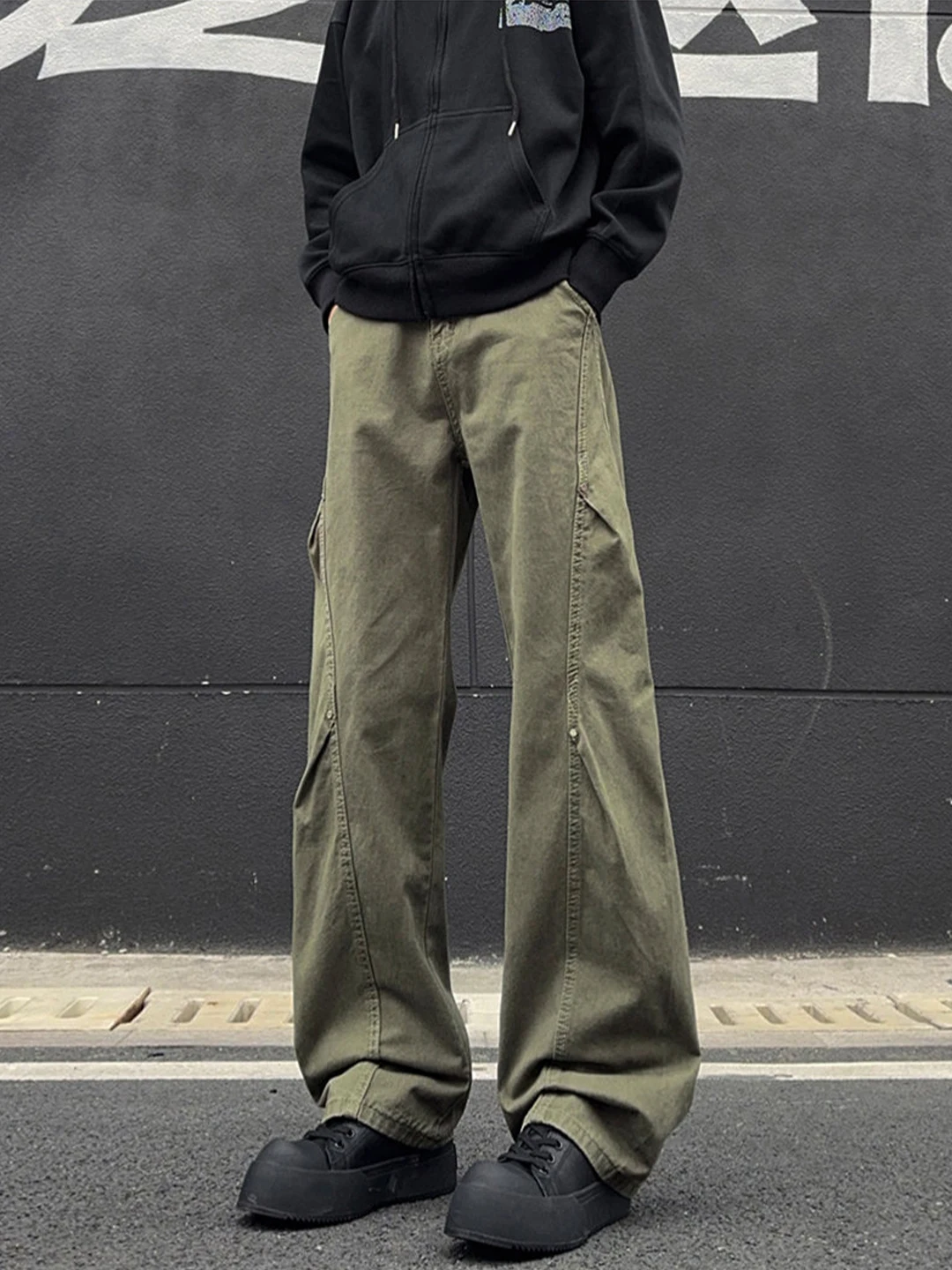 

Мужские джинсы свободного кроя из чистого хлопка American Sle, повседневные рабочие брюки с высокой талией и прямыми штанинами, модные весенние брюки для похудения