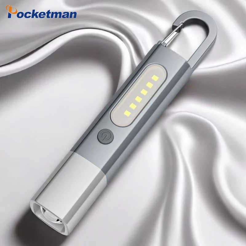 Super Bright LED+COB Flashlight Type-C USB Rechargeable Flashlights 3 Lighting Modes Emergency Light Outdoor Waterproof Torch